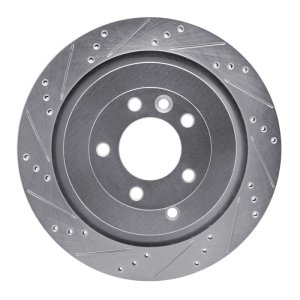 Land Rover Discovery Brake Rotor (1) - Rear Left - R1 Concepts - Drilled & Slotted - Silver - `05-`16